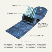INDIGO 6" Crochet Hook Set - Azure Denim Effect