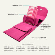 BLUSH 6" Crochet Hook Set - Fuchsia Denim Effect