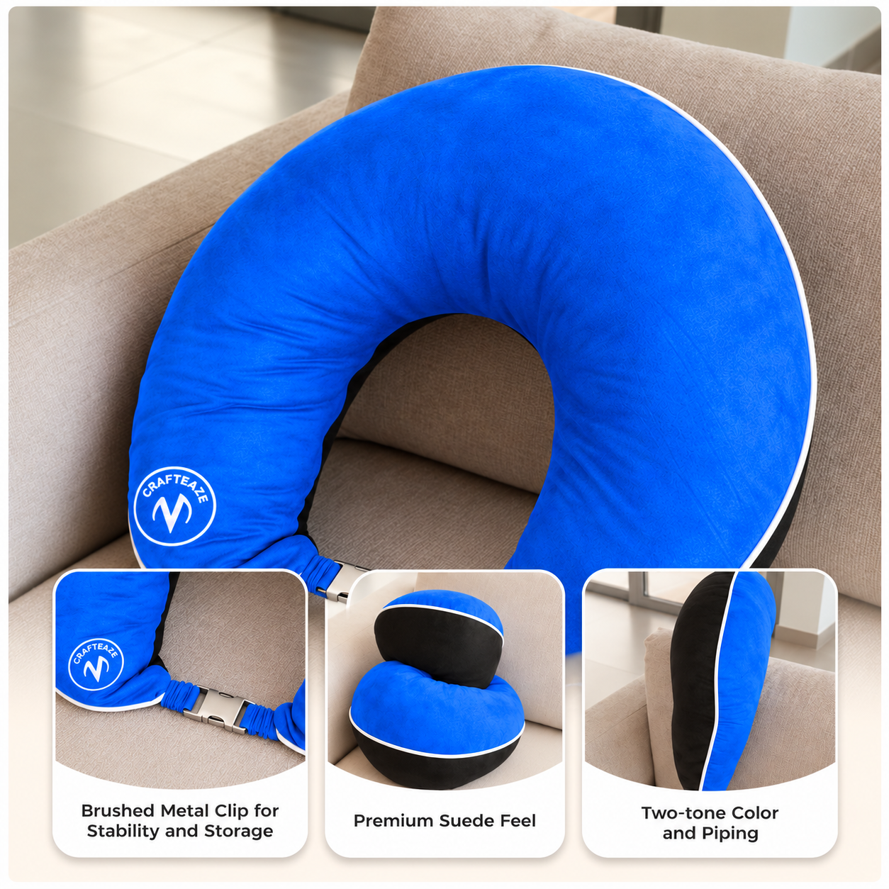 Premium Suede Navy Blue/Black Pillow