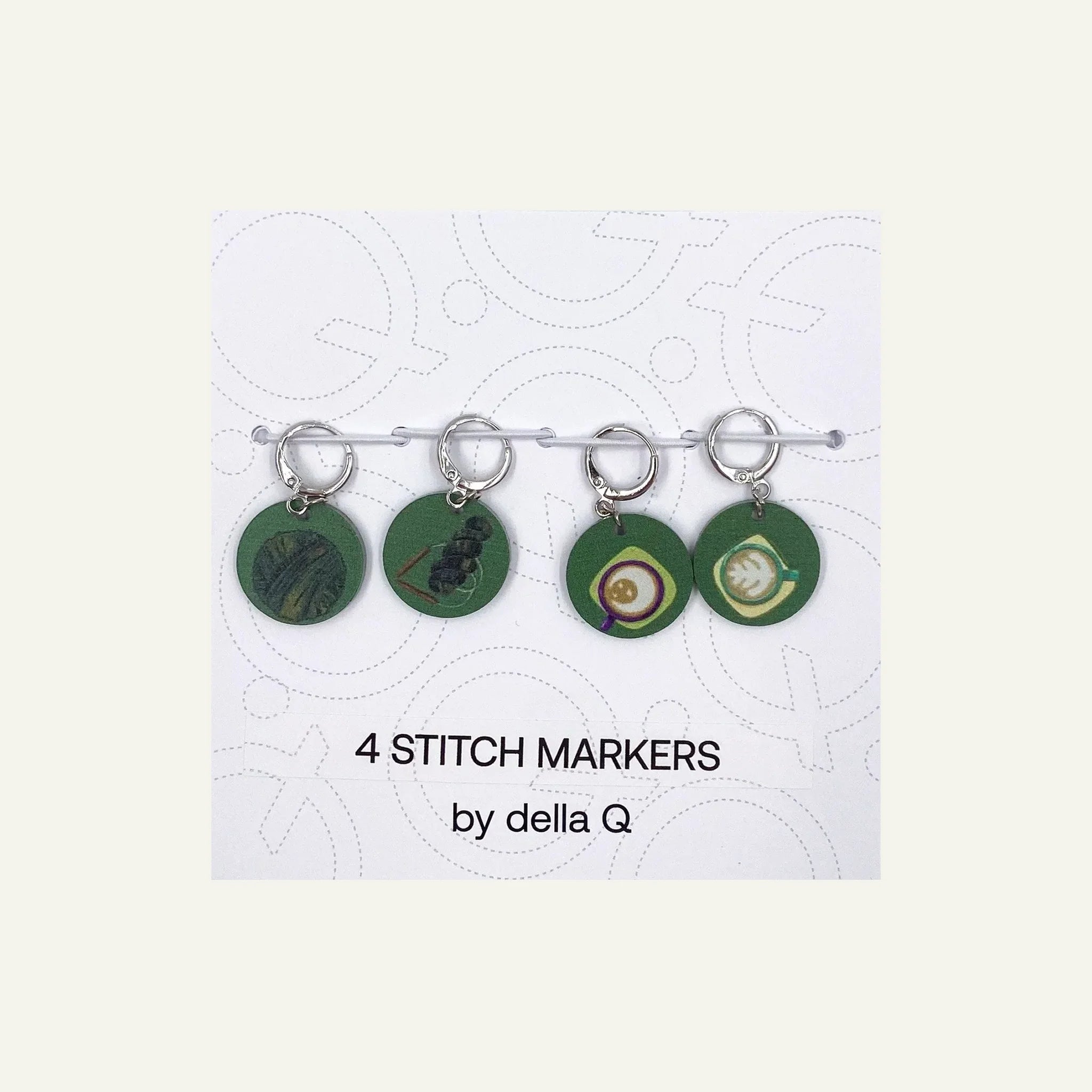 Stitch Marker Sets - Coffee & Yarn Green